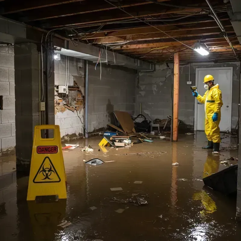 Flooded Basement Electrical Hazard in Bridgeport, IL Property